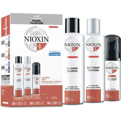 Nioxin SYS4 Care System Trial Kit Galvos odos ir plaukų priežiūros rinkinys dažytiems, stipriai retėjantiems plaukams Small