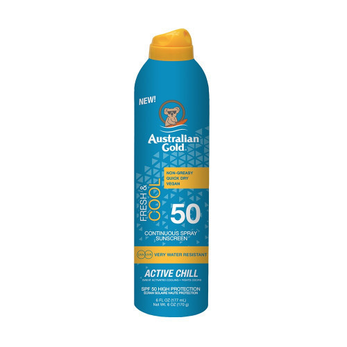 Australian Gold Active Chill SPF50 Continuous Spray Sunscreen Purškiama apsaugos nuo saulės priemonė 177ml