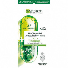 Garnier Niacinamide Ampoule Sheet Mask Detoksikuojanti ampulė-lakštinė kaukė su niacinamidu ir lapinių kopūstų ekstraktu 15g