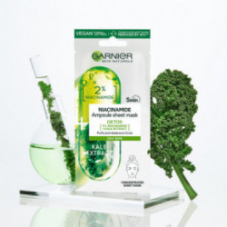 Garnier Niacinamide Ampoule Sheet Mask Detoksikuojanti ampulė-lakštinė&nbsp;kaukė su niacinamidu ir lapinių kopūstų ekstraktu 15g