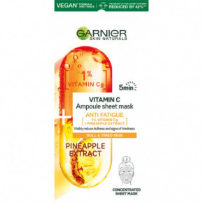 Garnier Vitamin C Ampoule Sheet Mask Ampulė-lakštinė kaukė nuo nuovargio požymių su vitaminu C ir ananasų ekstraktu 15g
