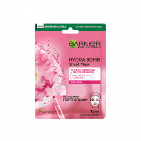 Garnier Hydra Bomb Sakura Sheet Mask Švytėjimą atkurianti lakštinė kaukė su sakuromis 28g