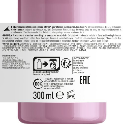 L'Oréal Professionnel Liss Unlimited Nepaklusnių plaukų šampūnas 300ml