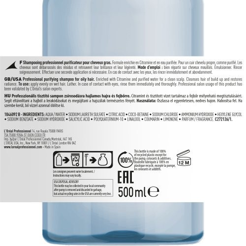 L'Oréal Professionnel Pure Resource Citramine Purifying Shampoo Giliai valantis riebių plaukų šampūnas 300ml