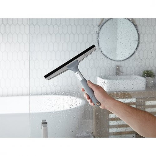 Norwex Hand-Held Squeegee Langų valytuvas su kotu Pilkas