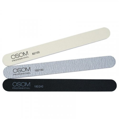 OSOM Professional Emery Staright Shape Nail Files Kit Dildžių nagams rinkinys 3 vnt.