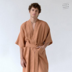 Linen Tales Butterum Linen Summer Bathrobe Unisex Lininis chalatas trumpomis rankovėmis S-M