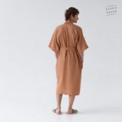 Linen Tales Butterum Linen Summer Bathrobe Unisex Lininis chalatas trumpomis rankovėmis S-M