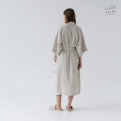 Linen Tales Melange Linen Summer Bathrobe Unisex Lininis chalatas trumpomis rankovėmis S-M