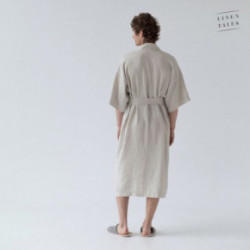 Linen Tales Melange Linen Summer Bathrobe Unisex Lininis chalatas trumpomis rankovėmis S-M