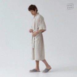 Linen Tales Melange Linen Summer Bathrobe Unisex Lininis chalatas trumpomis rankovėmis S-M