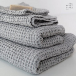 Linen Tales Light Grey Linen & Cotton Honeycomb Waffle Towel Vonios rankšluostis 30x30cm