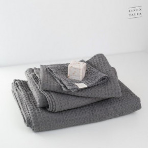 Linen Tales Dark Grey Linen & Cotton Honeycomb Waffle Towel Vonios rankšluostis 30x30cm