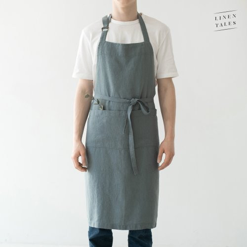 Linen Tales Linen Chef Apron Lininė prijuostė Blue Fog