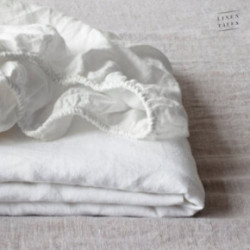 Linen Tales White Linen Fitted Sheet Lininė paklodė su guma 160x200x30