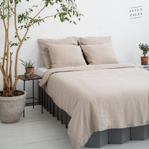 Linen Tales Warm Sand Hemp Duvet Cover Set Kanapių pluošto patalynės komplektas 200x200 50x70*2