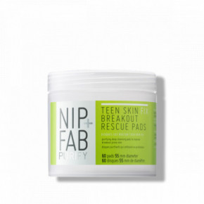 NIP + FAB Teen Skin Fix Breakout Rescue Pads Attīrīsanas spilventiņi problemātiskai sejas ādai 60pcs.