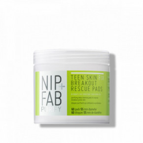 NIP + FAB Teen Skin Fix Breakout Rescue Pads Valomieji padeliai probleminei veido odai 60vnt.