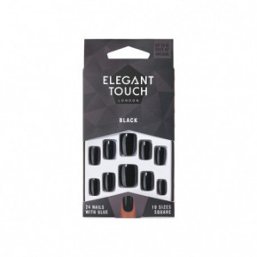 Elegant Touch Black Colour Nails- Square Kleepitavad kunstküüned Seatud