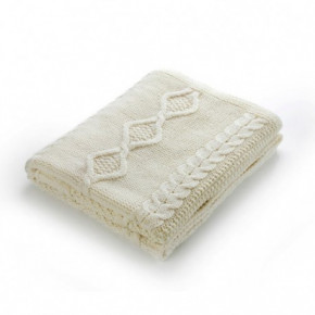 Nord Snow Merino vilnos pledas Diamond Aran Style Ecru White