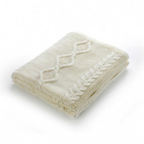 Nord Snow Merino Wool Blanket Diamond Aran Style Meriinovillane tekk Ecru White