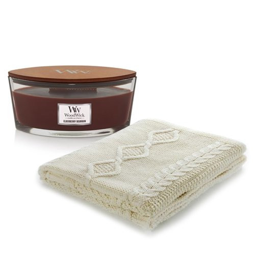 KlipShop Diamond Aran Style Pledo ir Woodwick žvakės rinkinys dovanų dėžėje Cinnamon chai