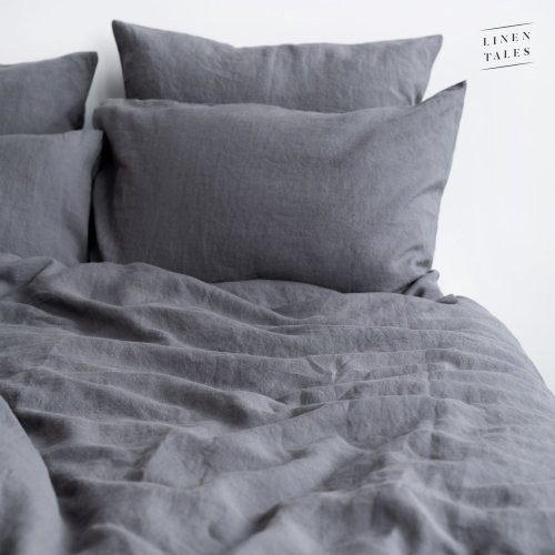 Linen Tales Dark Grey Linen Duvet Cover Set Lininis patalynės užvalkalų komplektas 200x200 50x70*2