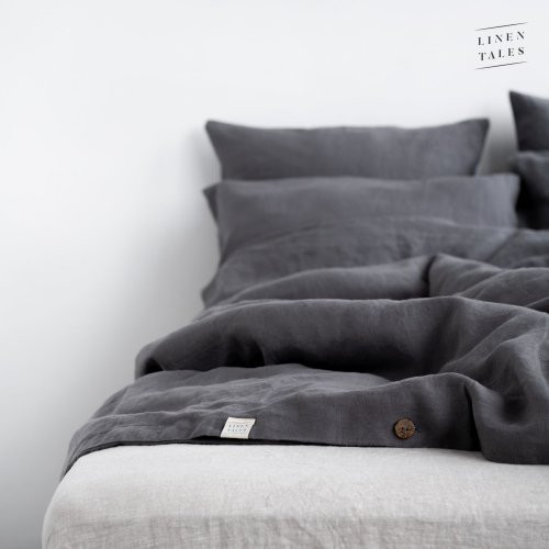 Linen Tales Dark Grey Linen Duvet Cover Set Lininis patalynės užvalkalų komplektas 200x200 50x70*2