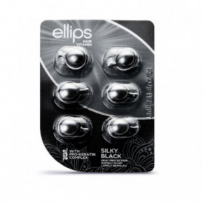 Ellips Silky Black Pro-Keratin Complex Hair Vitamins Tepami vitaminai intensyviam tamsių plaukų atstatymui su keratinu 6x1ml