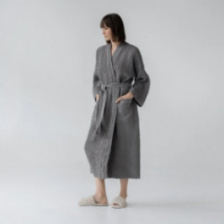 KlipShop Dovanų rinkinys Linen Tales Dark Grey Lininis chalatas + Haan Muilas S-M