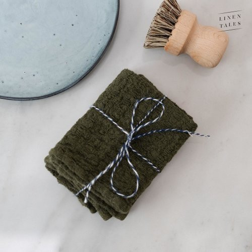 Linen Tales Linen Dishcloth Set of 2 Lininių virtuvės šluosčių rinkinys Martini Olive