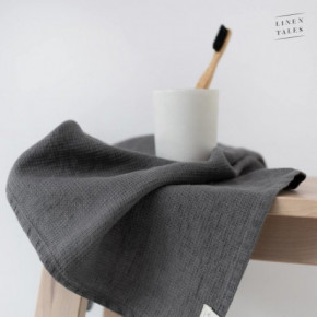 Linen Tales Charcoal Linen Fine Waffle Towel Linane vannirätik 30x30cm