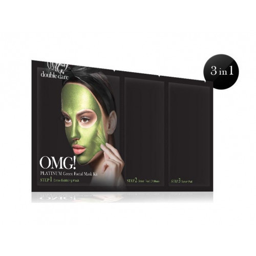 OMG Platinum Green Facial Mask Kit Veido kaukių rinkinys 18g+10g