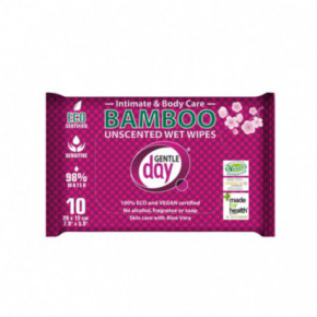 Gentle Day Unscented Organic Bamboo Wet Wipes Drėgnos servetėlės iš bambuko, ekologiškos 10 vnt.