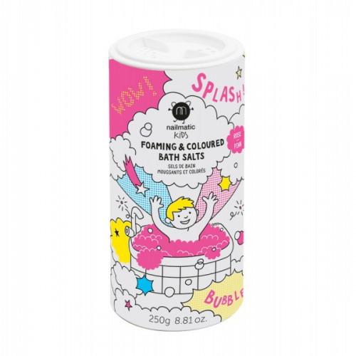 Nailmatic Kids PINK SALTS Foaming & Coloured Bath Salts Putojanti rožinė vonios druska 250g