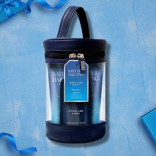Baylis & Harding Citrus Lime & Mint Luxury Wash Bag Gift Dušo priemonių rinkinys vyrams Rinkinys