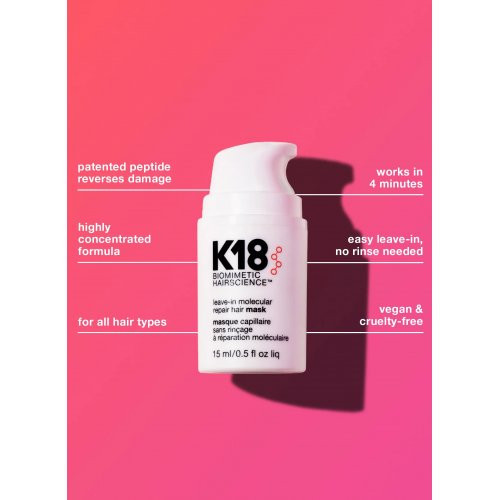 K18 Leave-In Molecular Repair Hair Mask Nenuplaunama molekulinė atkuriamoji kaukė plaukams 5ml