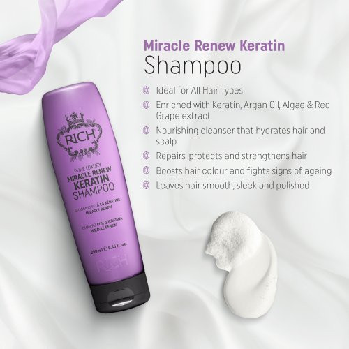 Rich Pure Luxury Miracle Renew Keratin Shampoo Plaukų gyvybingumą atkuriantis šampūnas 250ml